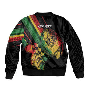 Personalised Afro Vibes Sleeve Zip Bomber Jacket Reggae King - Live The Way You Love
