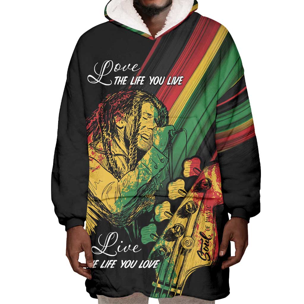 Personalised Afro Vibes Wearable Blanket Hoodie Reggae King - Live The Way You Love