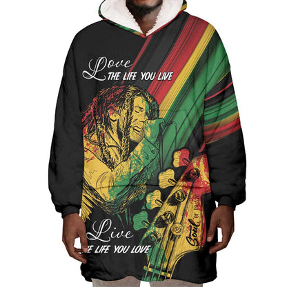 Personalised Afro Vibes Wearable Blanket Hoodie Reggae King - Live The Way You Love