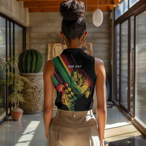 Personalised Afro Vibes Women Sleeveless Polo Shirt Reggae King - Live The Way You Love
