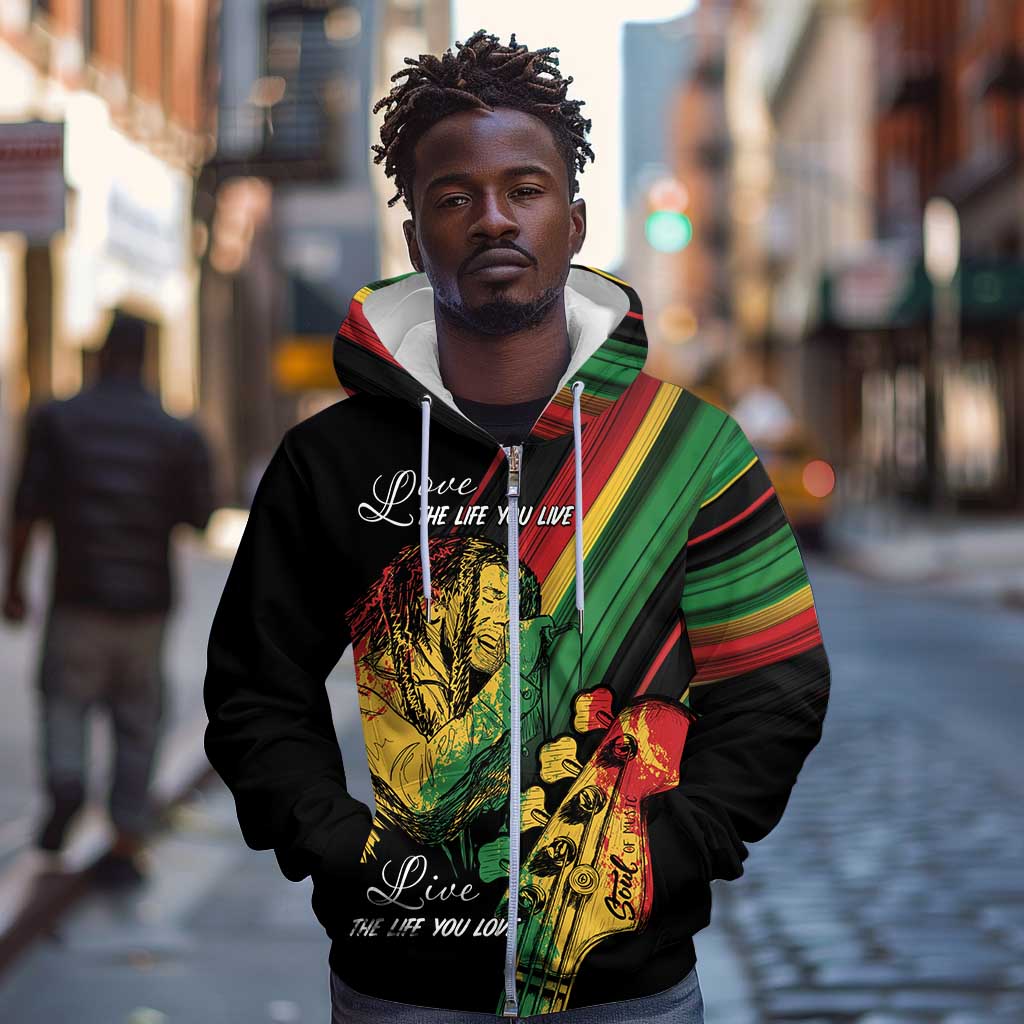 Personalised Afro Vibes Zip Hoodie Reggae King - Live The Way You Love