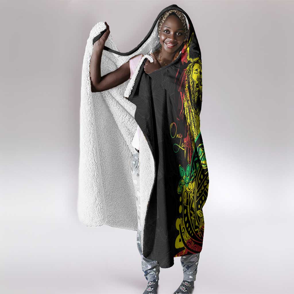 Personalised Jawaiian Reggae Hooded Blanket Afro-Polynesian Style