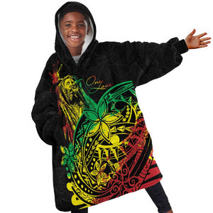Personalised Jawaiian Reggae Kid Wearable Blanket Hoodie Afro-Polynesian Style