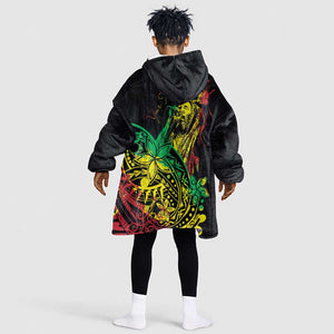 Personalised Jawaiian Reggae Kid Wearable Blanket Hoodie Afro-Polynesian Style
