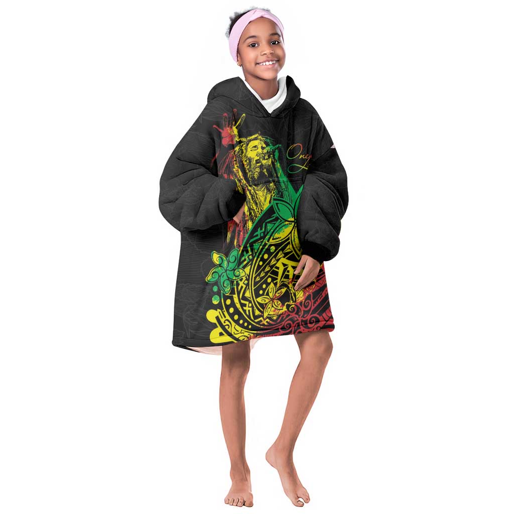 Personalised Jawaiian Reggae Kid Wearable Blanket Hoodie Afro-Polynesian Style