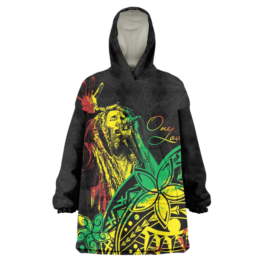 Personalised Jawaiian Reggae Kid Wearable Blanket Hoodie Afro-Polynesian Style