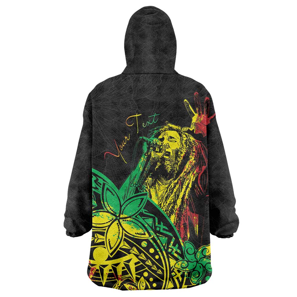 Personalised Jawaiian Reggae Kid Wearable Blanket Hoodie Afro-Polynesian Style