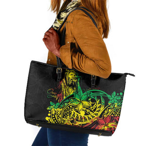 Personalised Jawaiian Reggae Leather Tote Bag Afro-Polynesian Style