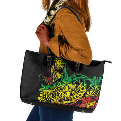 Personalised Jawaiian Reggae Leather Tote Bag Afro-Polynesian Style