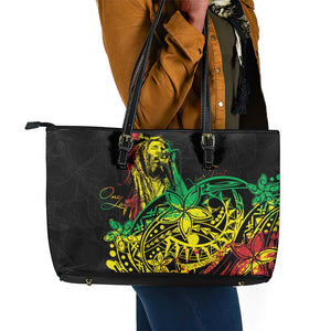 Personalised Jawaiian Reggae Leather Tote Bag Afro-Polynesian Style