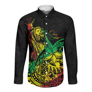 Personalised Jawaiian Reggae Long Sleeve Button Shirt Afro-Polynesian Style