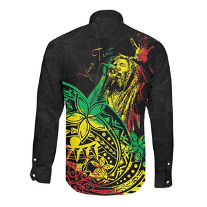 Personalised Jawaiian Reggae Long Sleeve Button Shirt Afro-Polynesian Style