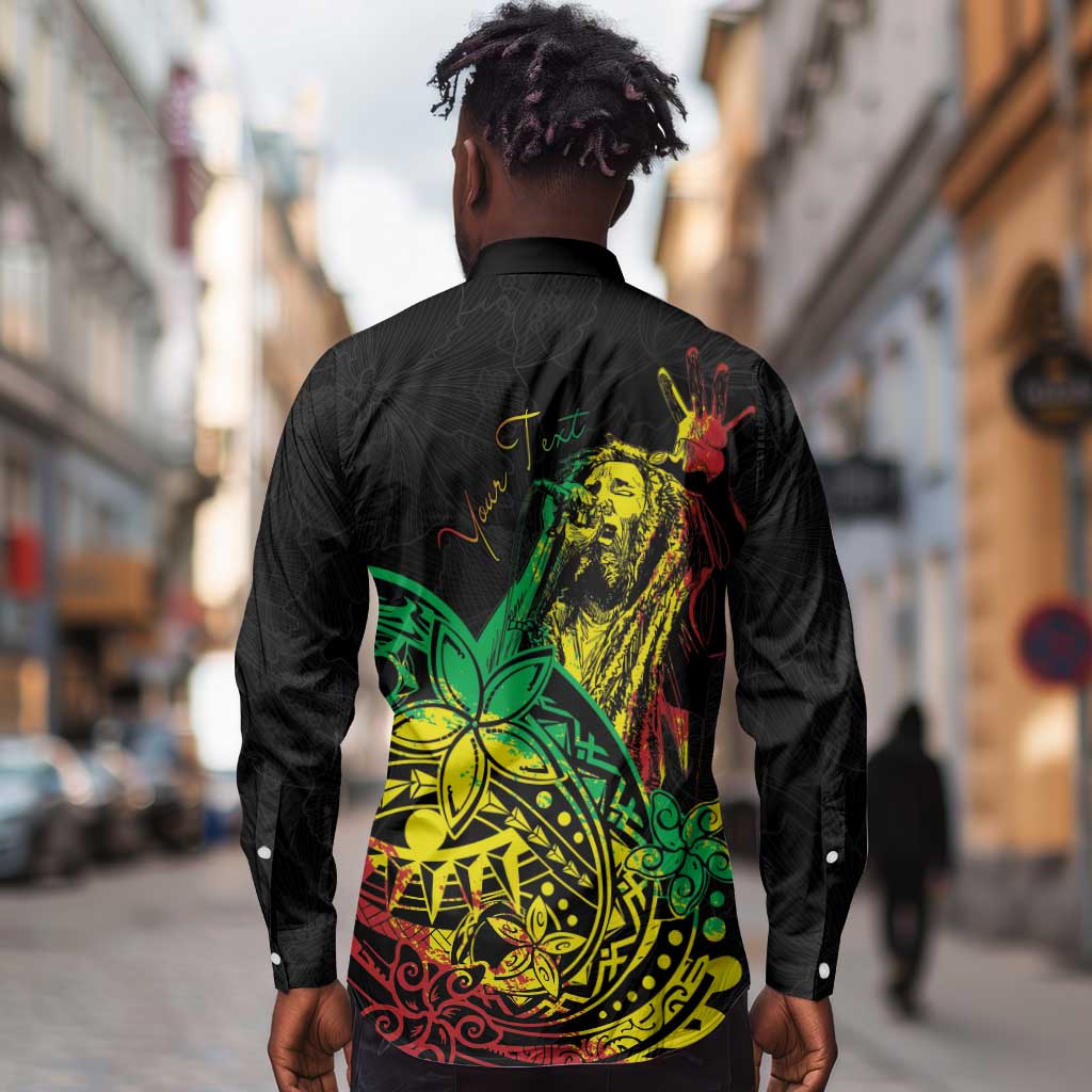 Personalised Jawaiian Reggae Long Sleeve Button Shirt Afro-Polynesian Style