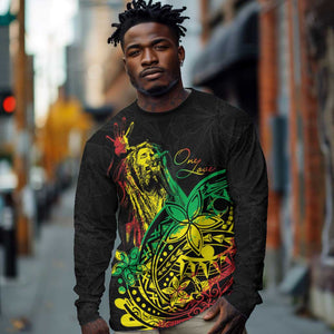 Personalised Jawaiian Reggae Long Sleeve Shirt Afro-Polynesian Style