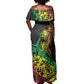 Personalised Jawaiian Reggae Off Shoulder Maxi Dress Afro-Polynesian Style