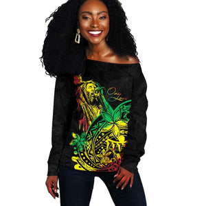 Personalised Jawaiian Reggae Off Shoulder Sweater Afro-Polynesian Style