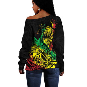 Personalised Jawaiian Reggae Off Shoulder Sweater Afro-Polynesian Style