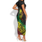 Personalised Jawaiian Reggae Short Sleeve Bodycon Dress Afro-Polynesian Style LT7