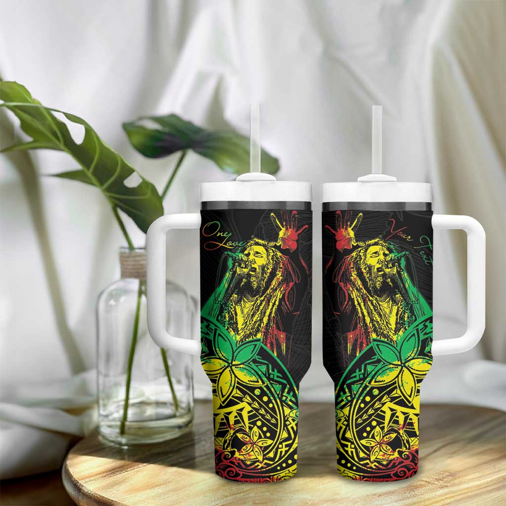 Personalised Jawaiian Reggae Tumbler With Handle Afro-Polynesian Style
