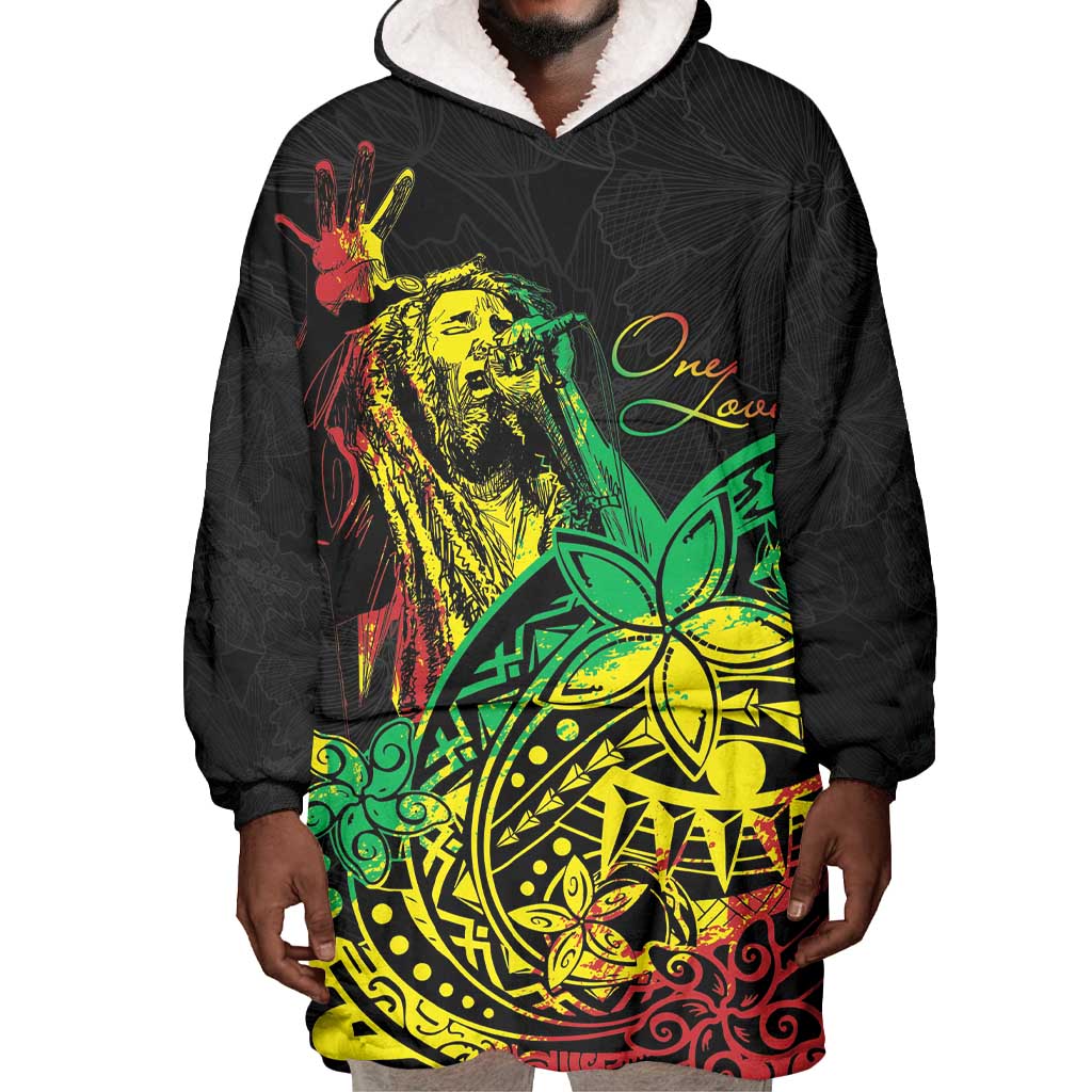 Personalised Jawaiian Reggae Wearable Blanket Hoodie Afro-Polynesian Style