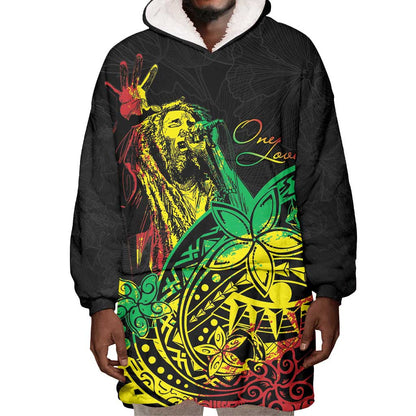 Personalised Jawaiian Reggae Wearable Blanket Hoodie Afro-Polynesian Style