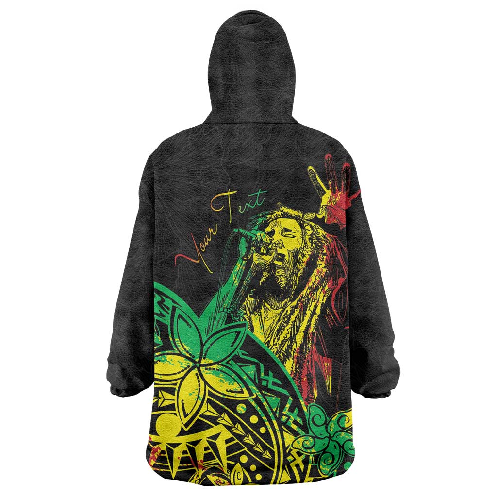 Personalised Jawaiian Reggae Wearable Blanket Hoodie Afro-Polynesian Style