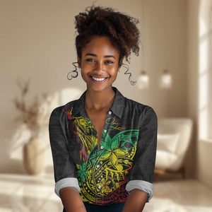 Personalised Jawaiian Reggae Women Casual Shirt Afro-Polynesian Style LT7