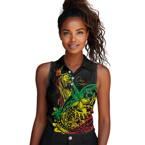Personalised Jawaiian Reggae Women Sleeveless Polo Shirt Afro-Polynesian Style