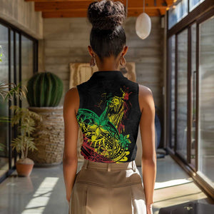 Personalised Jawaiian Reggae Women Sleeveless Polo Shirt Afro-Polynesian Style