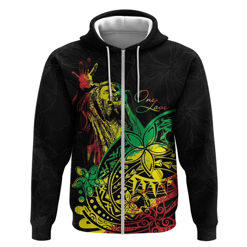 Personalised Jawaiian Reggae Zip Hoodie Afro-Polynesian Style