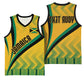 Personalised Jamaica Basketball Jersey Kente Pattern Basic - Yellow - African Pride