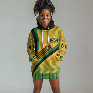 Personalised Jamaica Hoodie Dress Kente Pattern Basic - Yellow