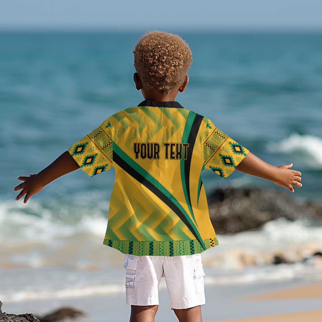Personalised Jamaica Kid Hawaiian Shirt Kente Pattern Basic - Yellow