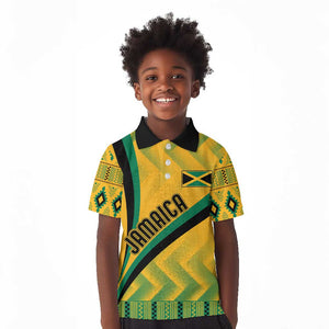 Personalised Jamaica Kid Polo Shirt Kente Pattern Basic - Yellow