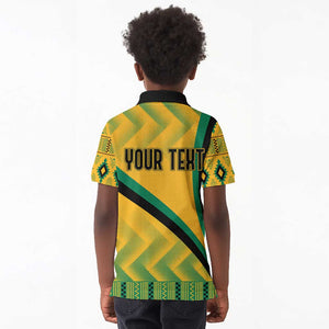Personalised Jamaica Kid Polo Shirt Kente Pattern Basic - Yellow