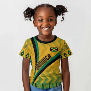 Personalised Jamaica Kid T shirt Kente Pattern Basic - Yellow