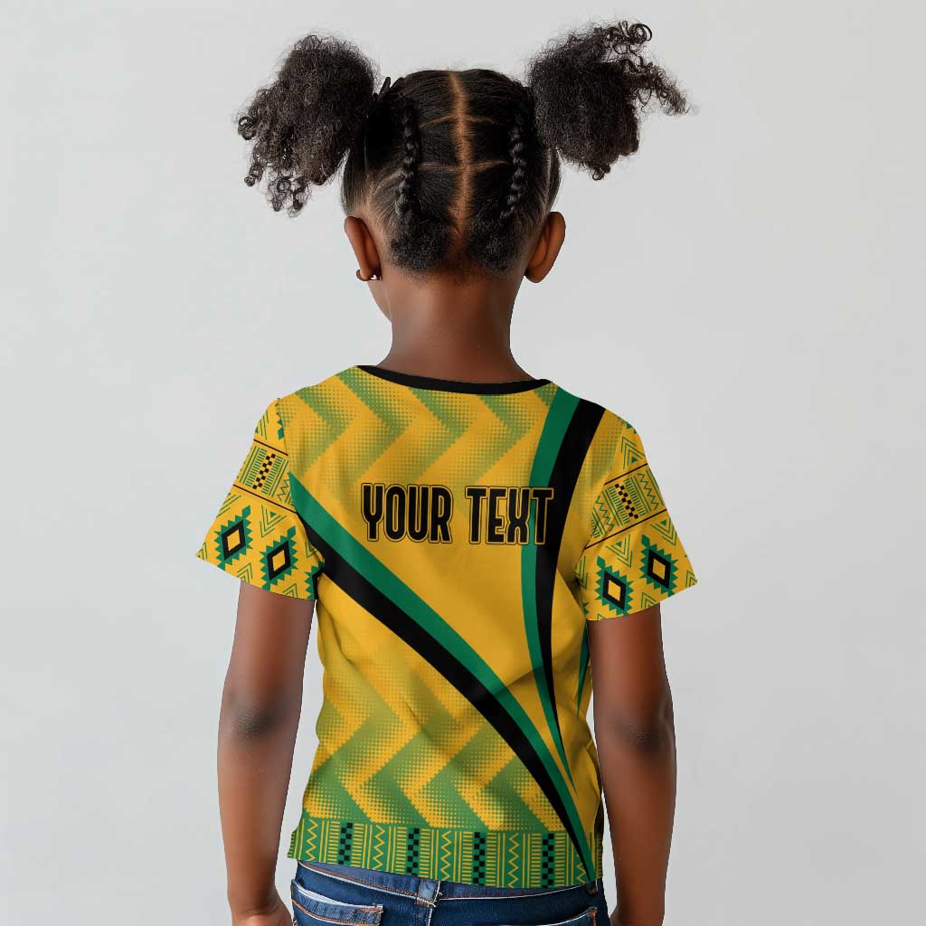 Personalised Jamaica Kid T shirt Kente Pattern Basic - Yellow