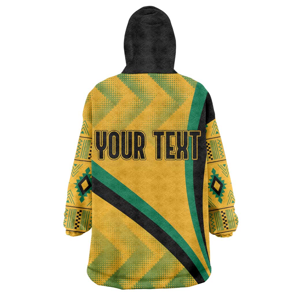 Personalised Jamaica Kid Wearable Blanket Hoodie Kente Pattern Basic - Yellow