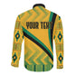 Personalised Jamaica Long Sleeve Button Shirt Kente Pattern Basic - Yellow