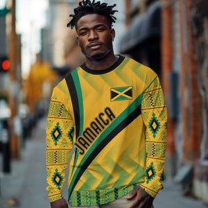 Personalised Jamaica Long Sleeve Shirt Kente Pattern Basic - Yellow LT7