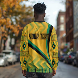 Personalised Jamaica Long Sleeve Shirt Kente Pattern Basic - Yellow LT7