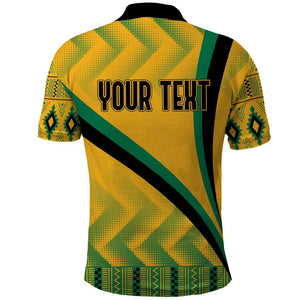 Personalised Jamaica Polo Shirt Kente Pattern Basic - Yellow