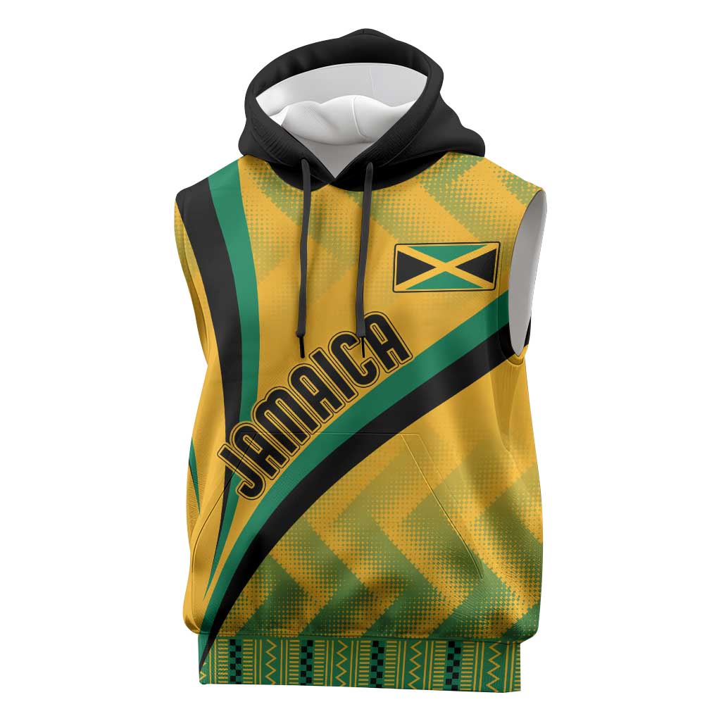 Personalised Jamaica Sleeveless Hoodie Kente Pattern Basic - Yellow - African Pride