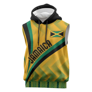 Personalised Jamaica Sleeveless Hoodie Kente Pattern Basic - Yellow - African Pride