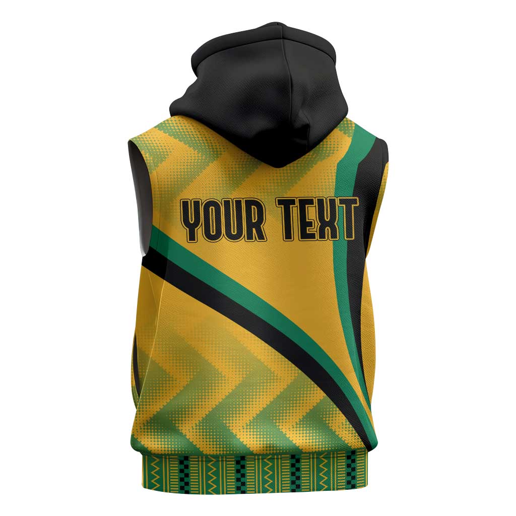 Personalised Jamaica Sleeveless Hoodie Kente Pattern Basic - Yellow - African Pride