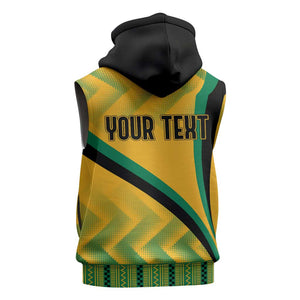 Personalised Jamaica Sleeveless Hoodie Kente Pattern Basic - Yellow - African Pride