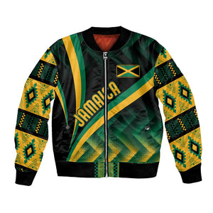 Personalised Jamaica Bomber Jacket Kente Pattern Basic - Black