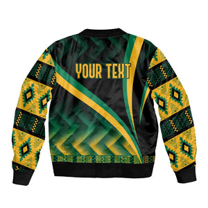 Personalised Jamaica Bomber Jacket Kente Pattern Basic - Black