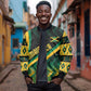 Personalised Jamaica Bomber Jacket Kente Pattern Basic - Black
