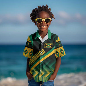 Personalised Jamaica Kid Hawaiian Shirt Kente Pattern Basic - Black